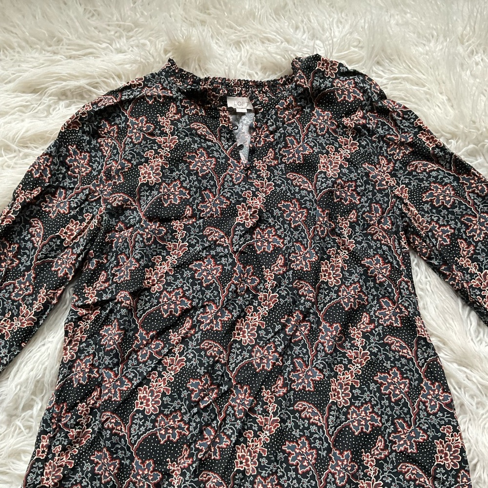 Loft Floral‎ Paisley Smocked Neck Shift Dress - Picture 2 of 8